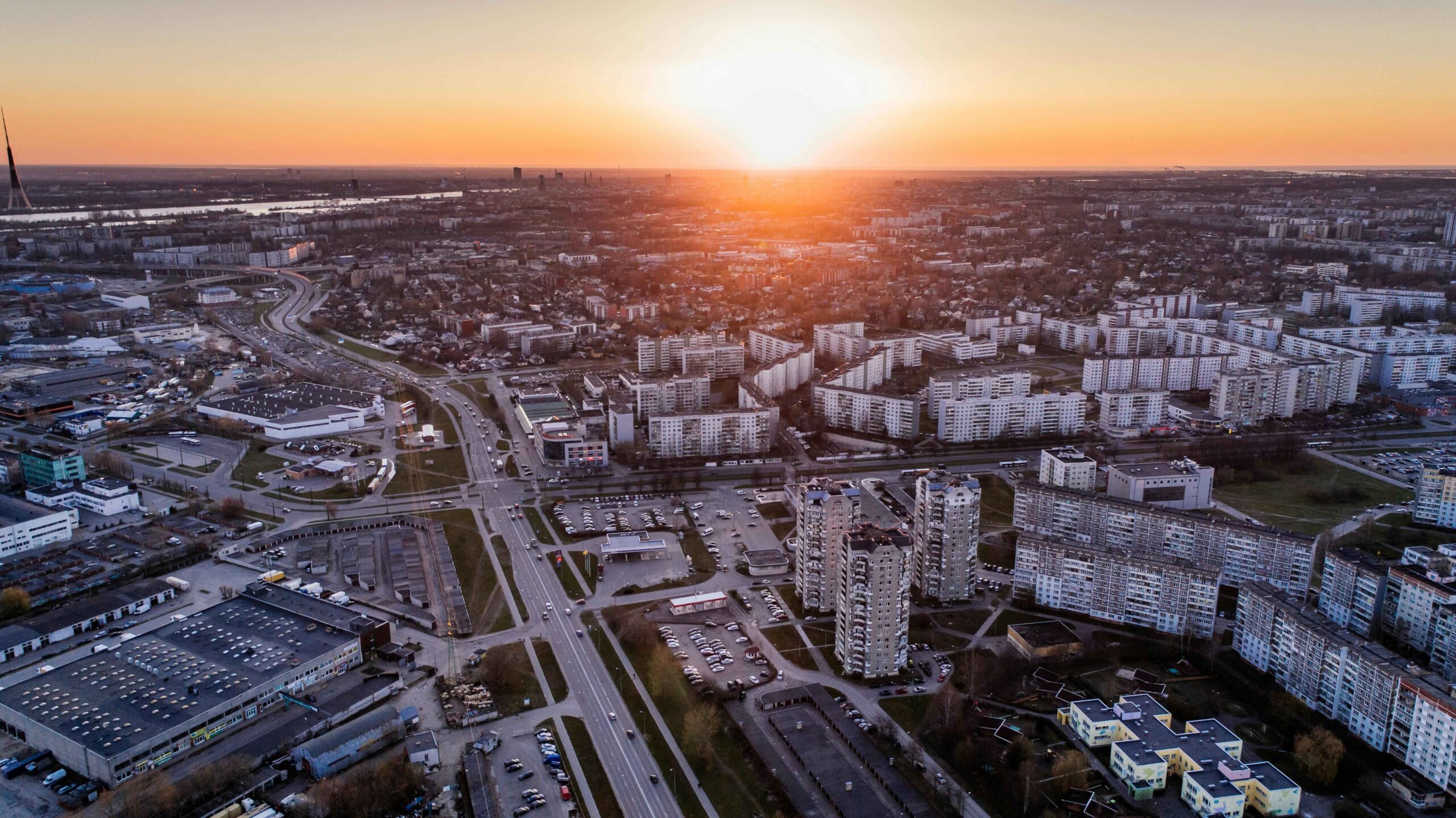 Aerial Photo of High Rise Buildings During Sunrise
